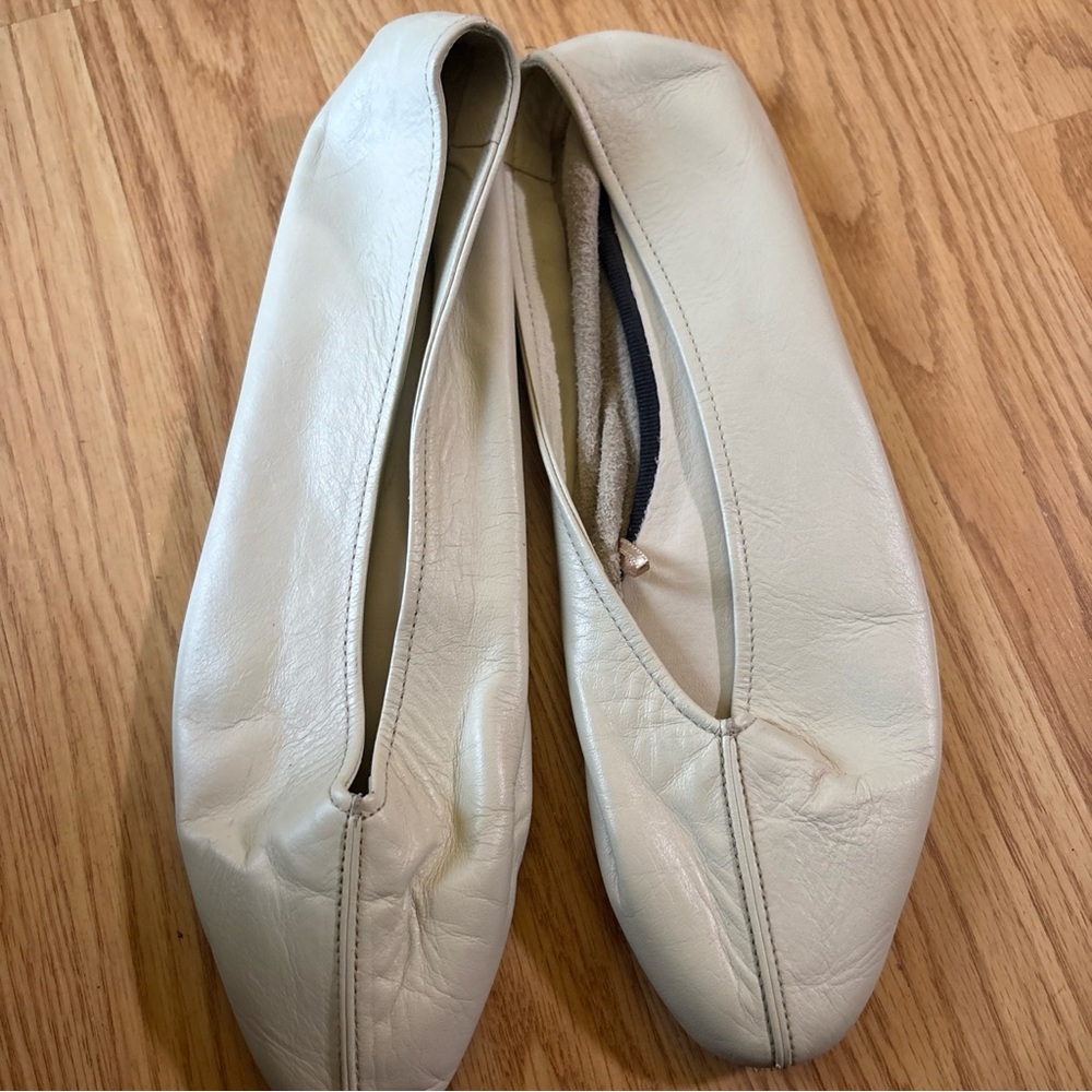 Zara Off-White Leather Flats